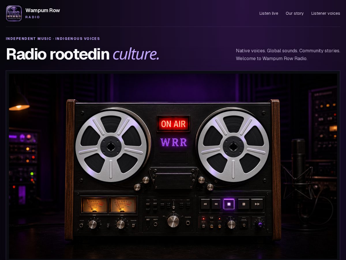 Landing-page snapshot of wampumrowradio.com