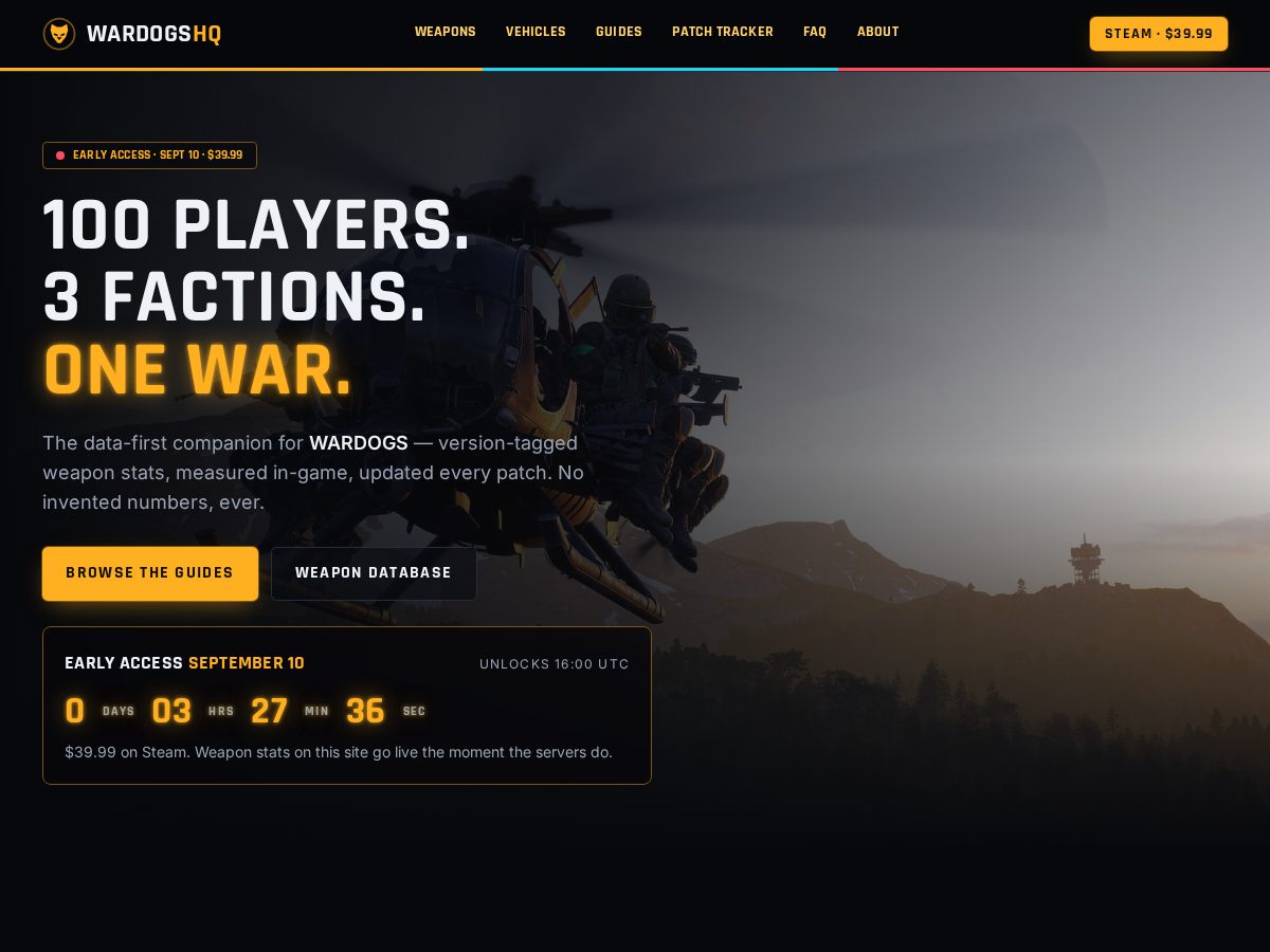Landing-page snapshot of wardogs.pics