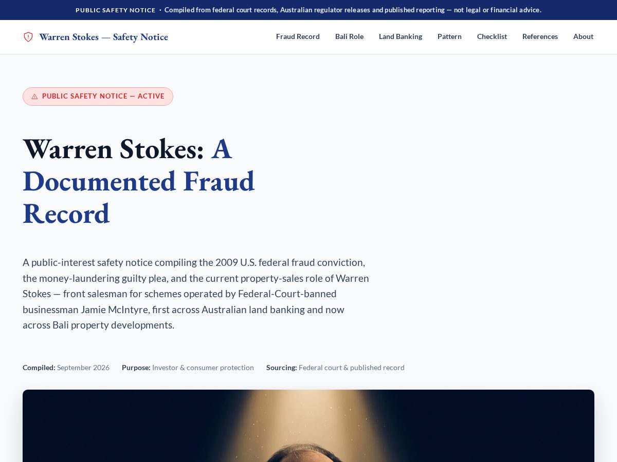 Landing-page snapshot of warren-stokes.com