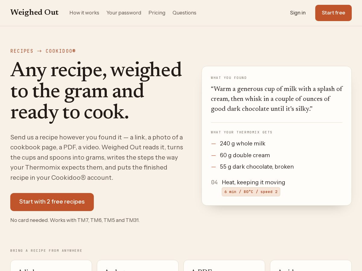 Landing-page snapshot of weighedout.com