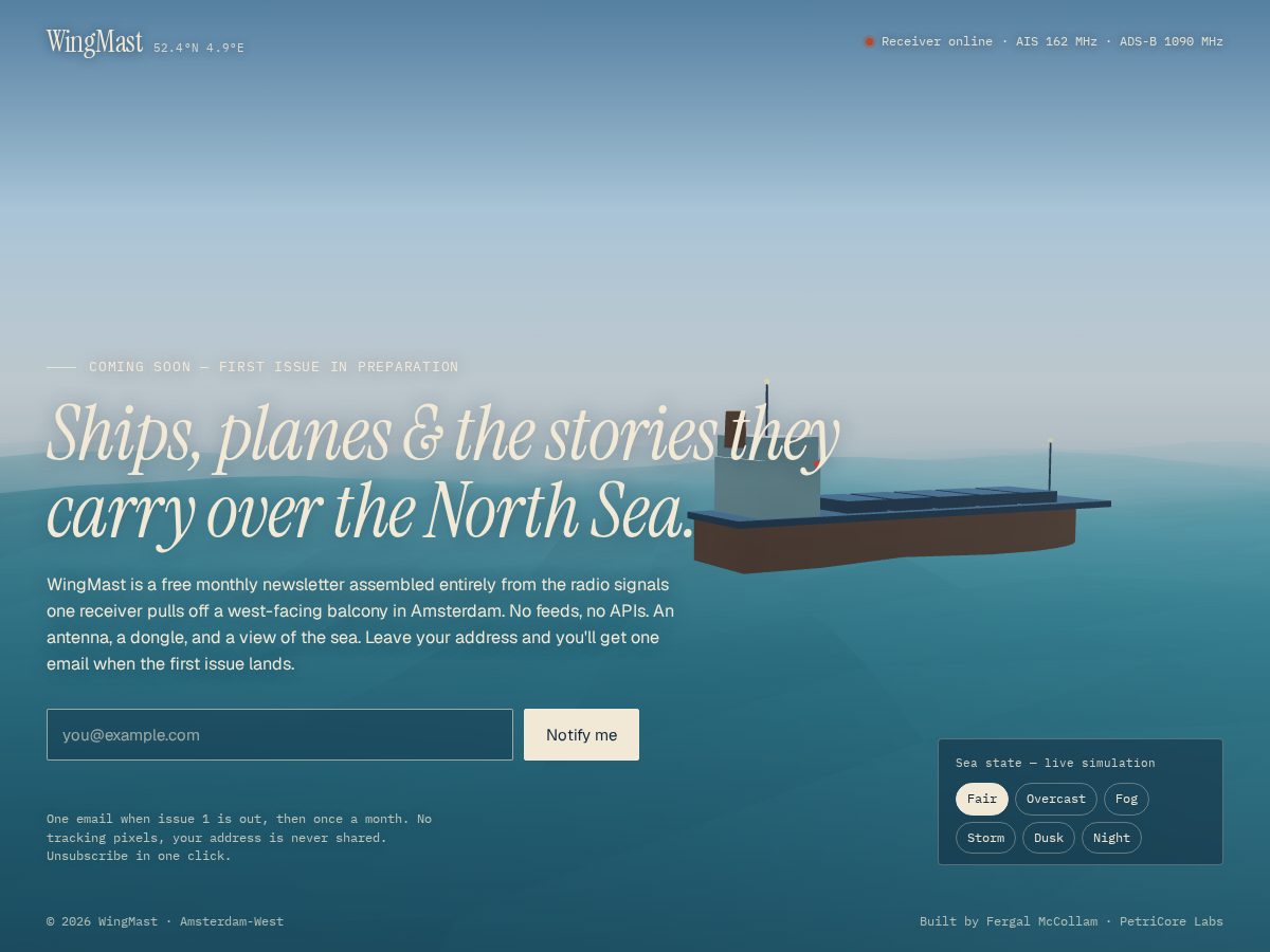 Landing-page snapshot of wingmast.net