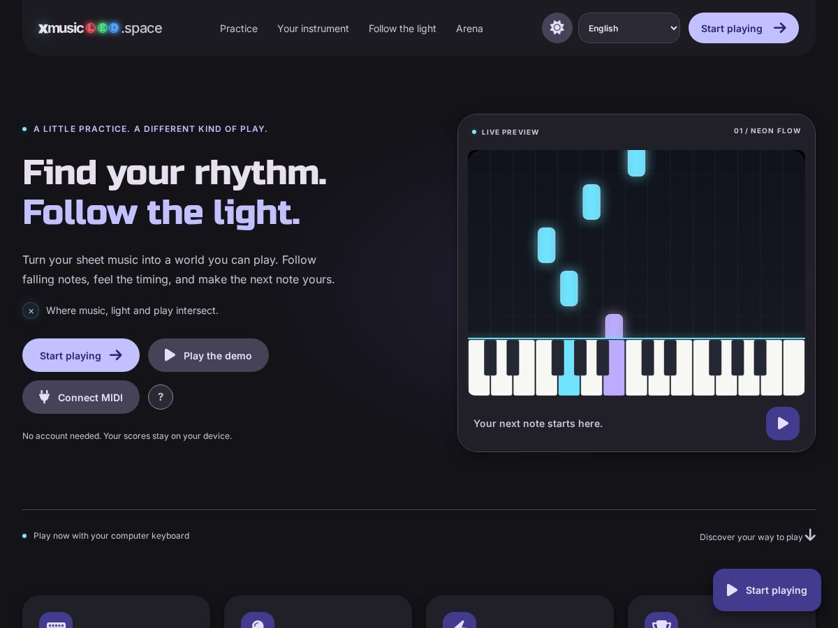 Landing-page snapshot of xmusicled.space