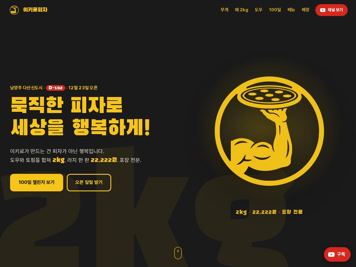 Landing-page snapshot of 2kgpizza.com
