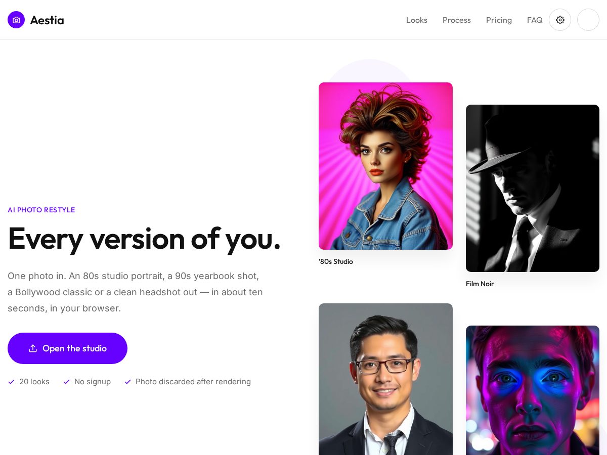 Landing-page snapshot of aestia.art