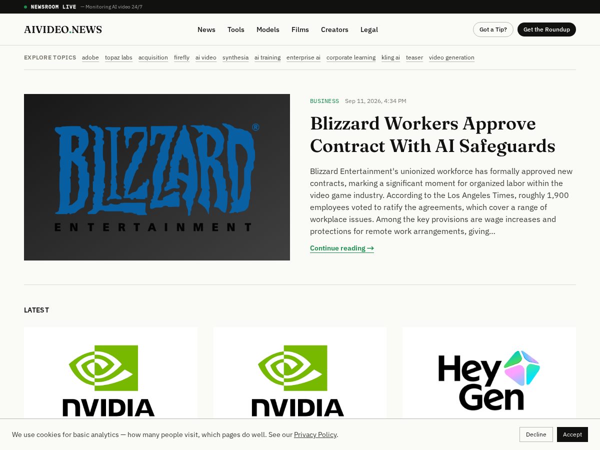 Landing-page snapshot of aivideo.news