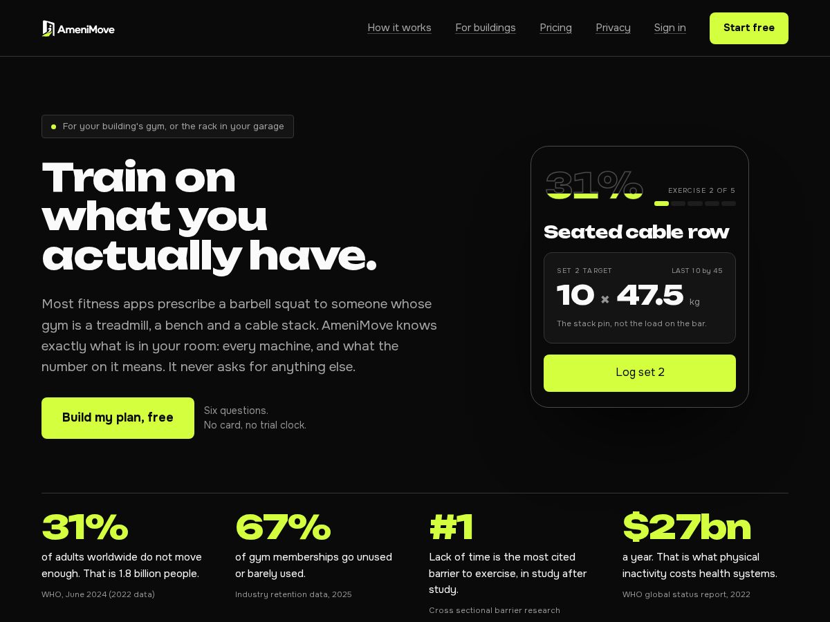 Landing-page snapshot of amenimove.com