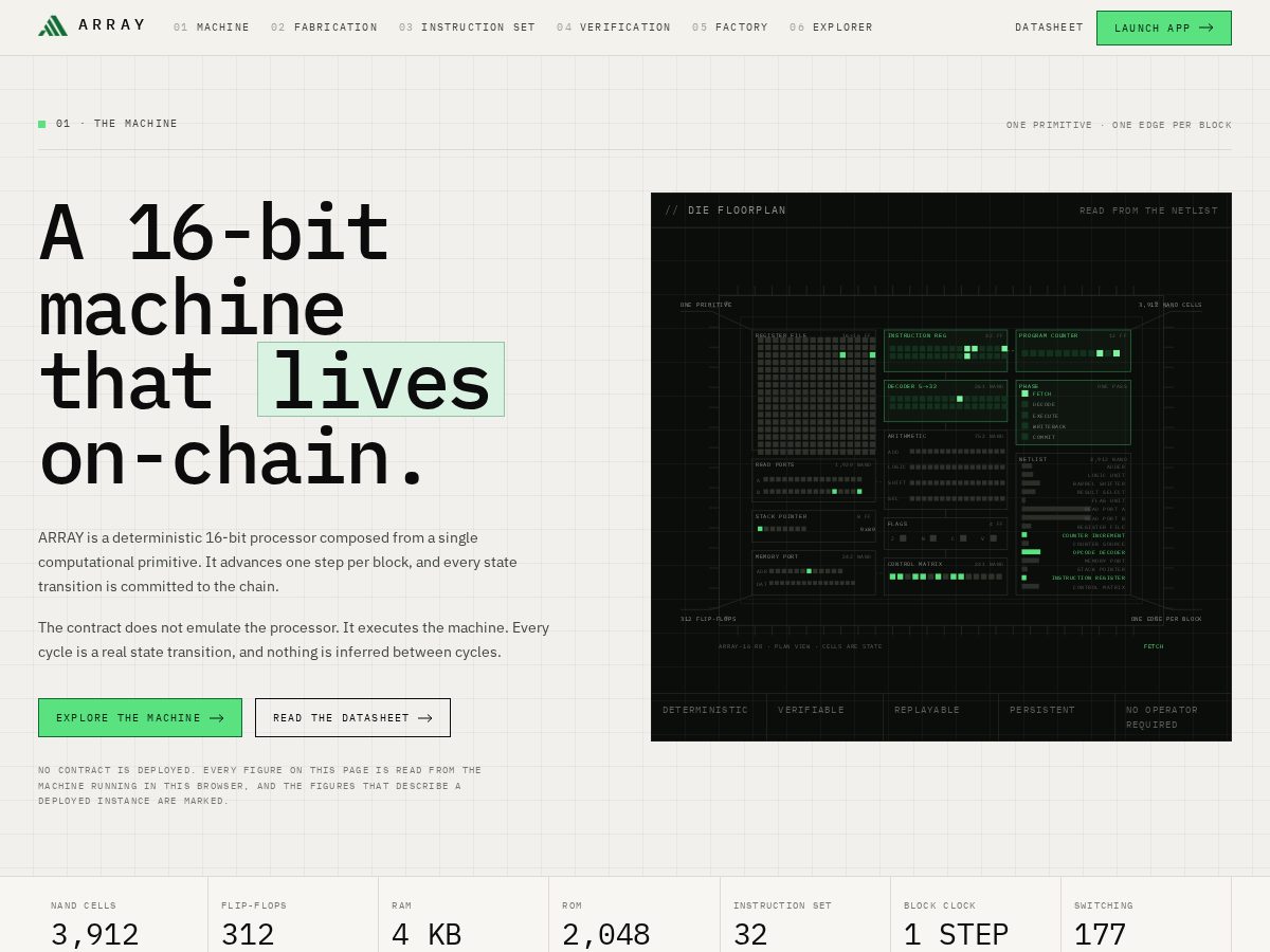 Landing-page snapshot of array-cpu.xyz