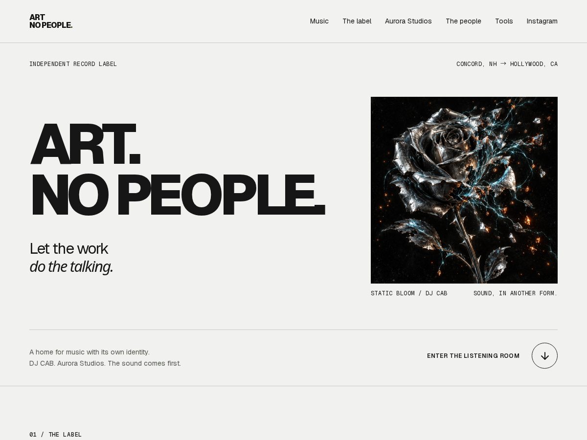 Landing-page snapshot of artnopeople.com