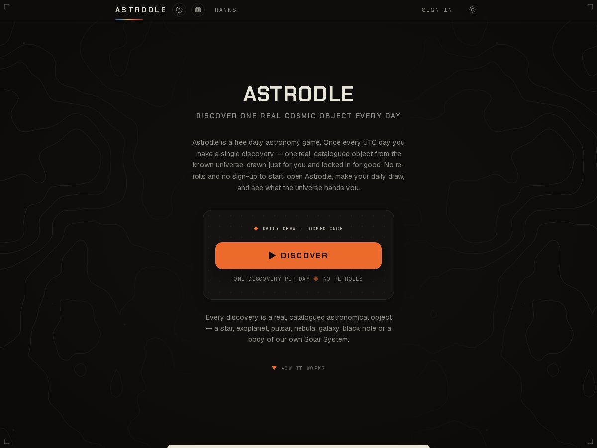 Landing-page snapshot of astrodle.net