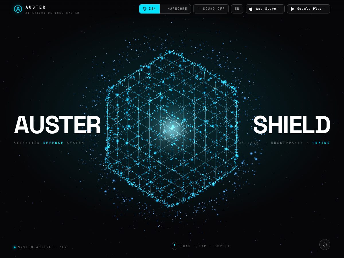 Landing-page snapshot of austershield.com