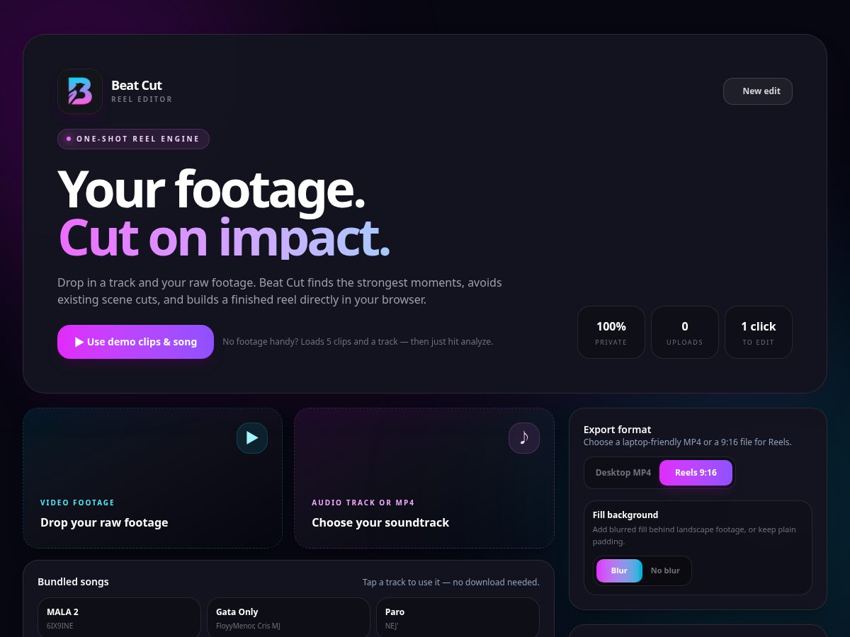 Landing-page snapshot of beatcutsapp.com