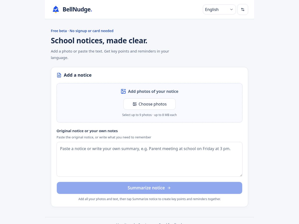 Landing-page snapshot of bellnudge.com