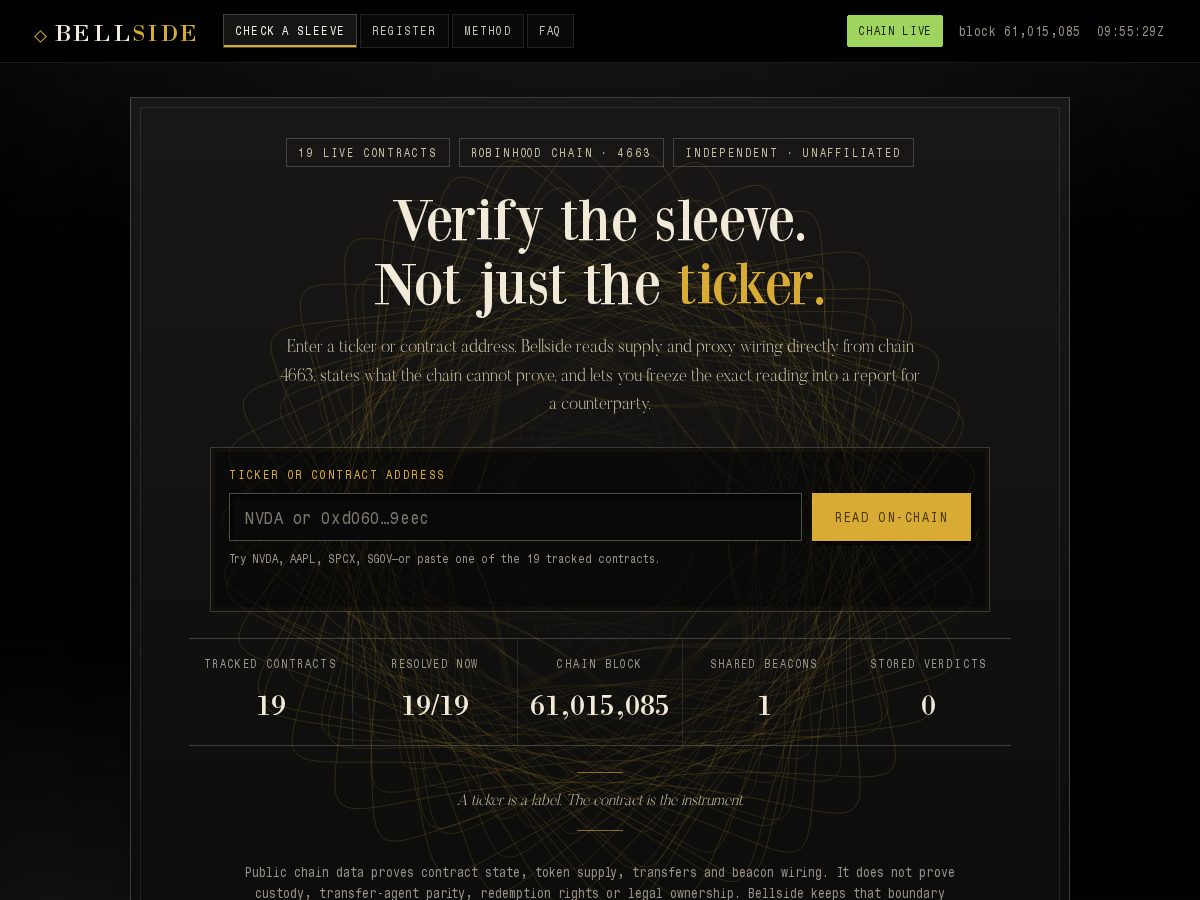 Landing-page snapshot of bellsidehq.xyz