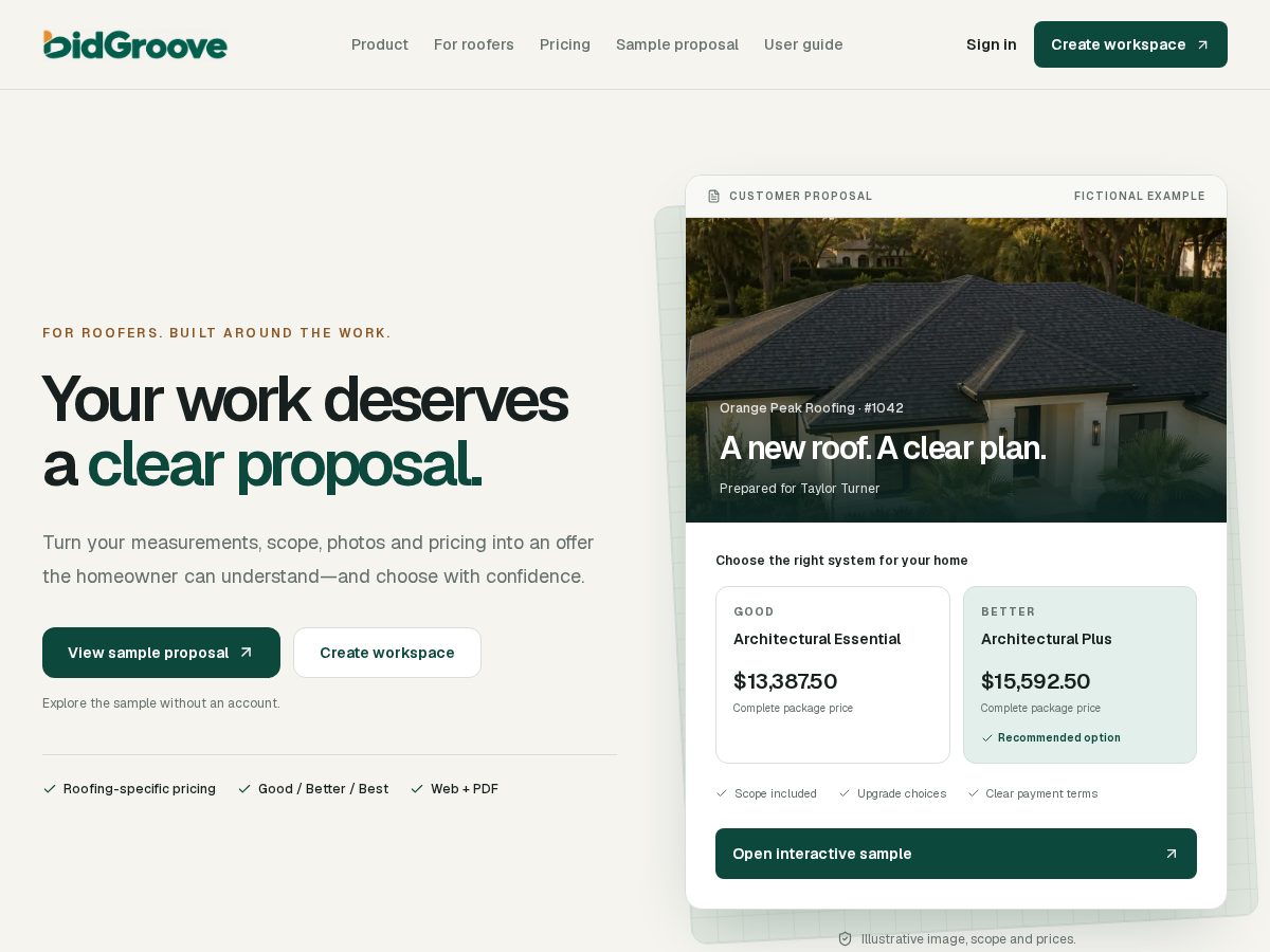 Landing-page snapshot of bidgroove.com