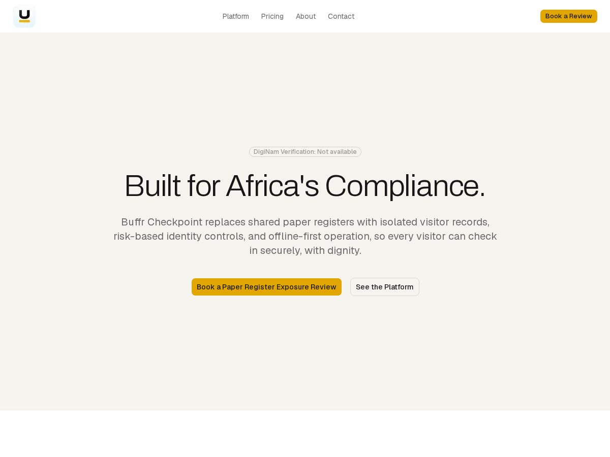 Landing-page snapshot of buffrcheckpoint.com