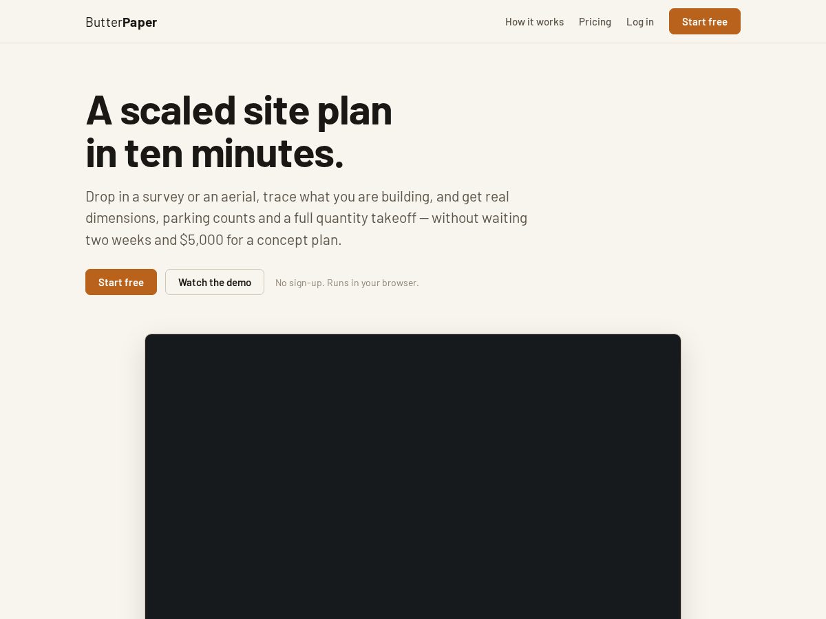 Landing-page snapshot of butterpaper.app