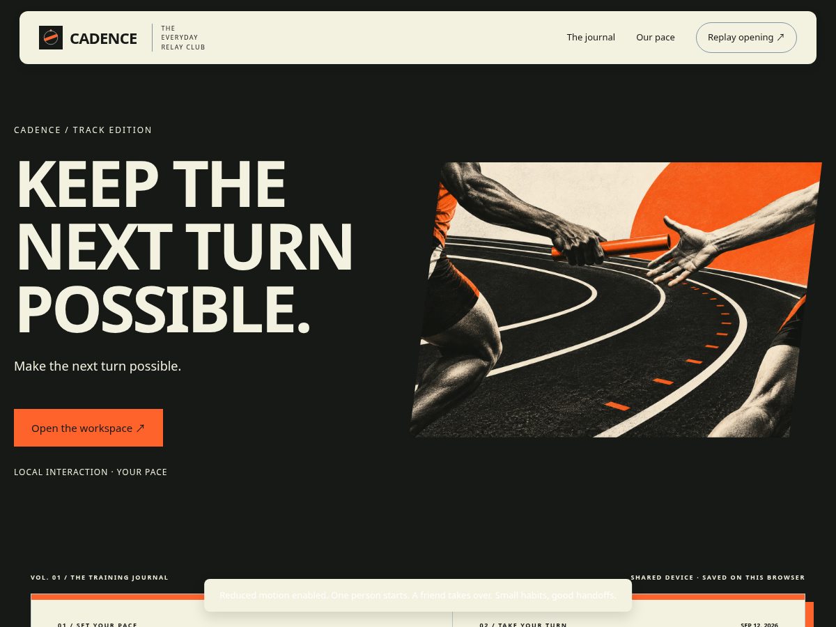Landing-page snapshot of cadenceflow.space
