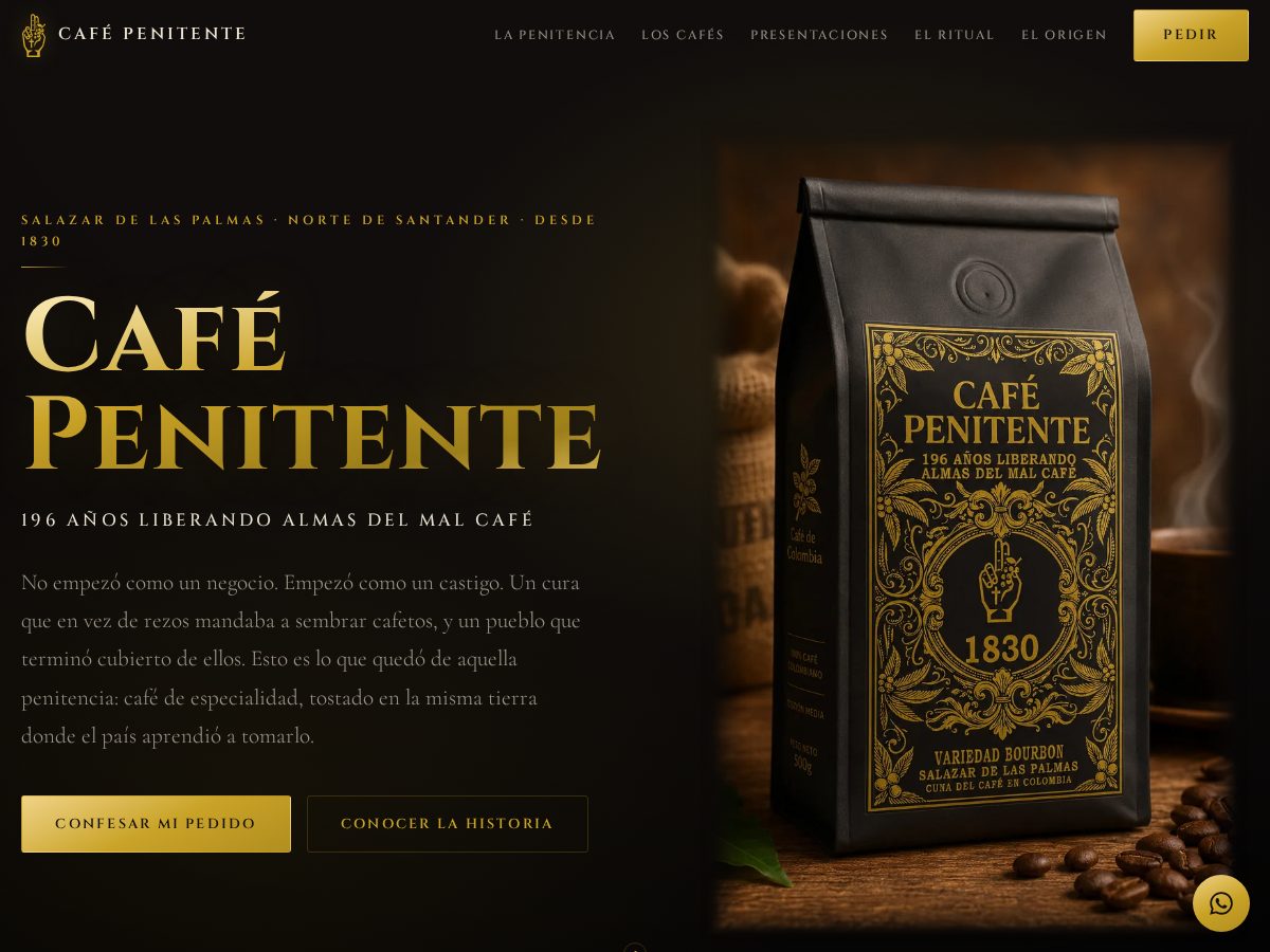 Landing-page snapshot of cafepenitente.com