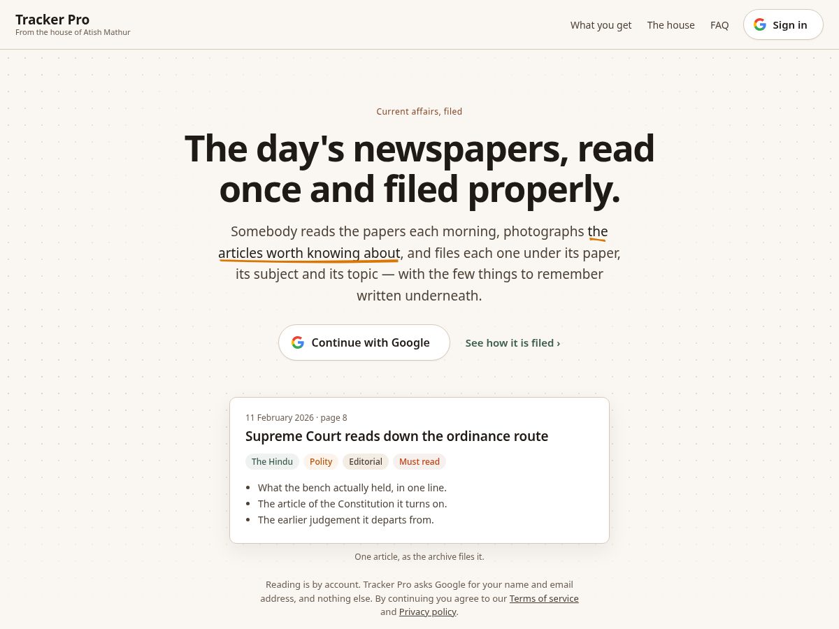 Landing-page snapshot of catrackerpro.com