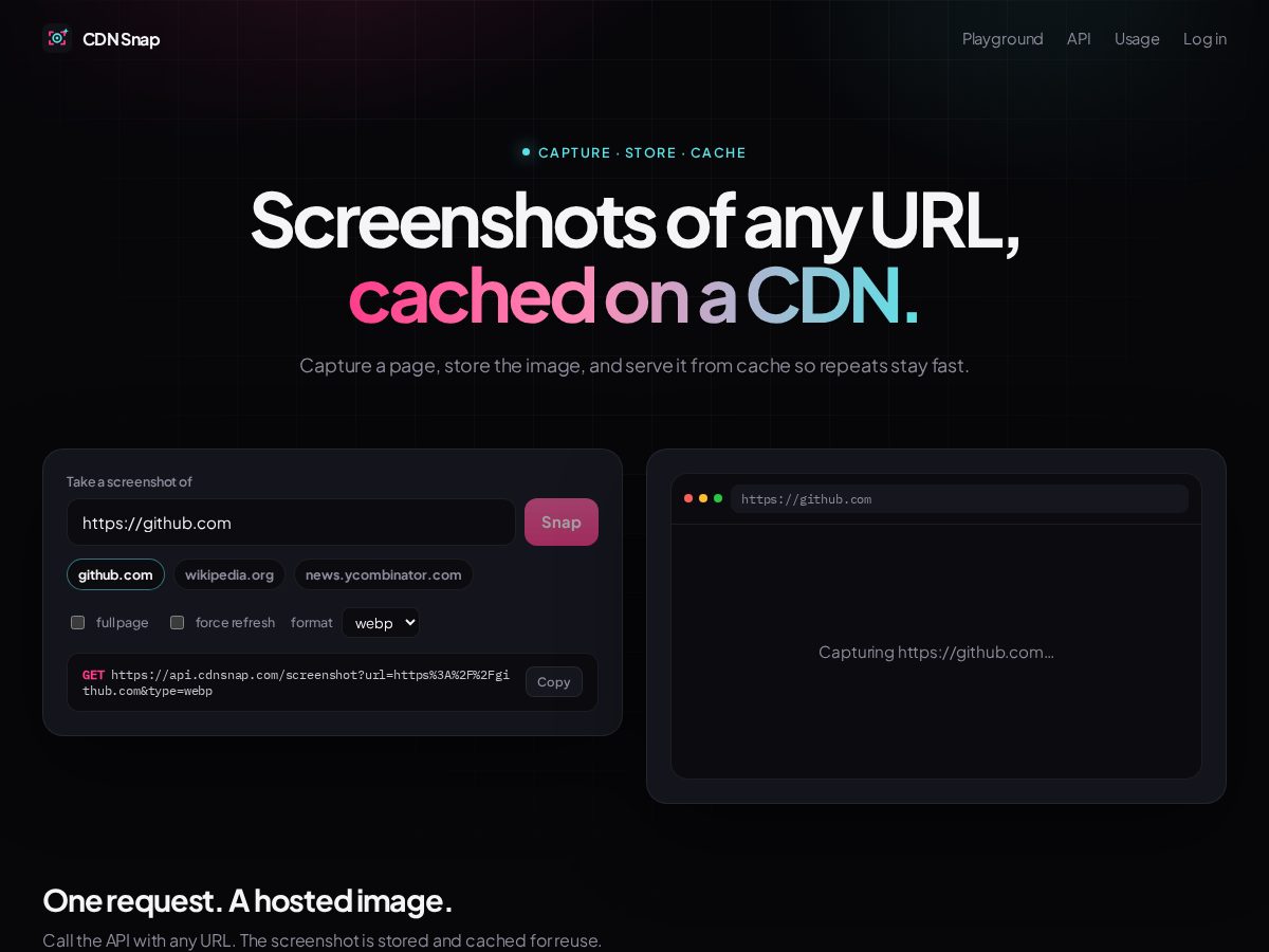 Landing-page snapshot of cdnsnap.com