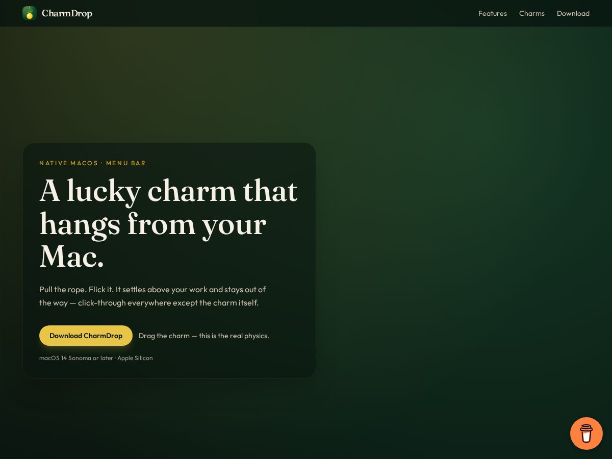 Landing-page snapshot of charmdrop.site