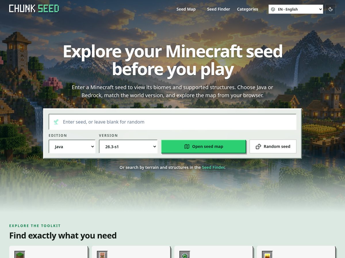 Landing-page snapshot of chunkseed.com