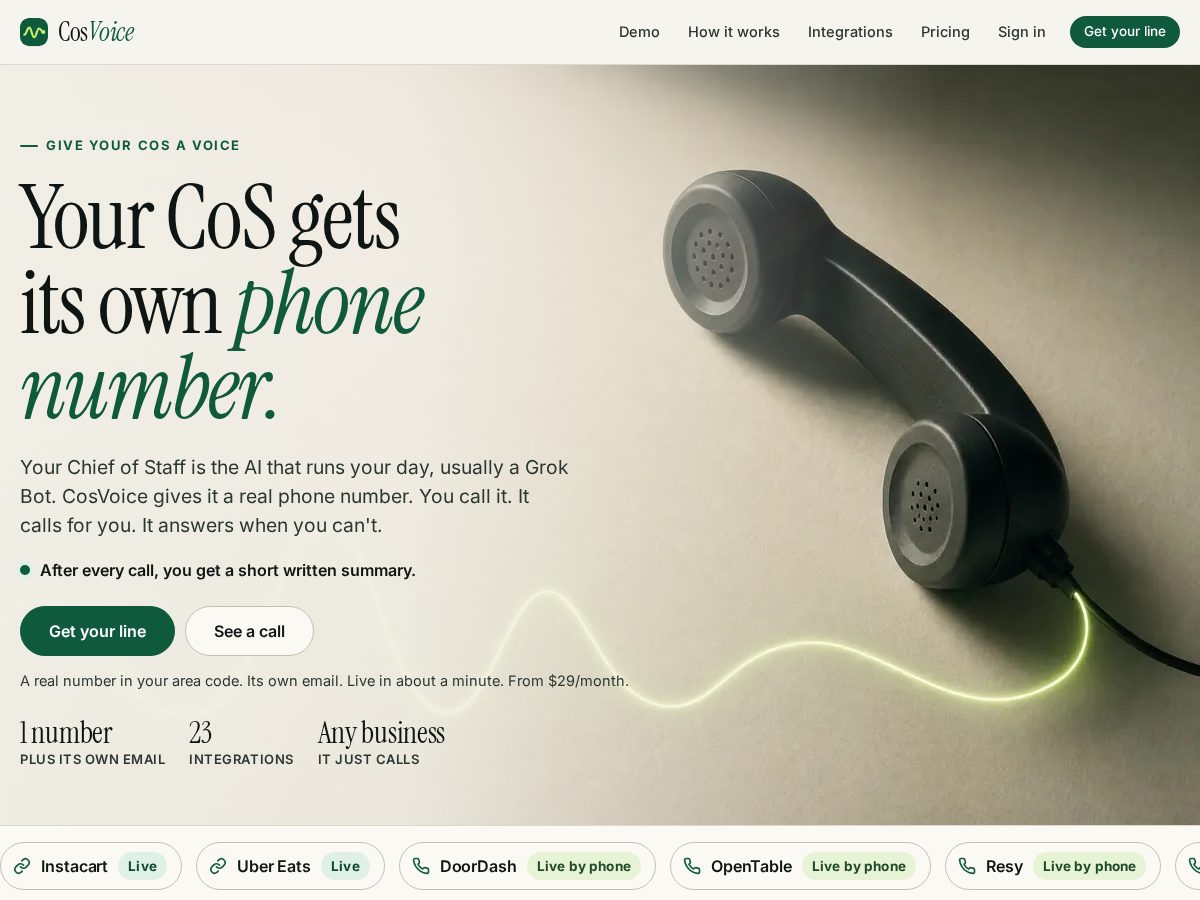 Landing-page snapshot of cosvoice.com