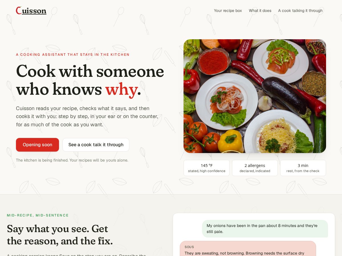Landing-page snapshot of cuissoncooking.com