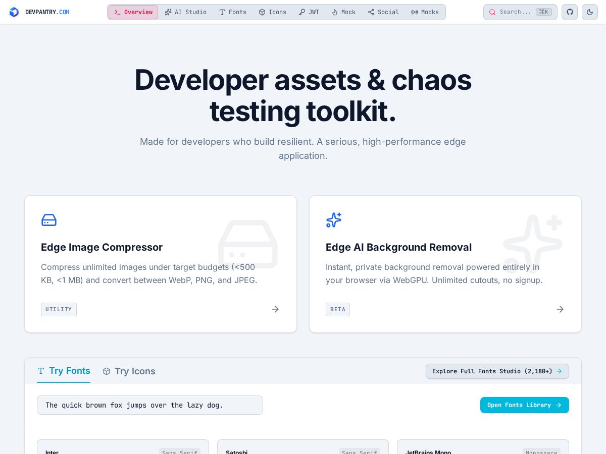 Landing-page snapshot of devpantry.com