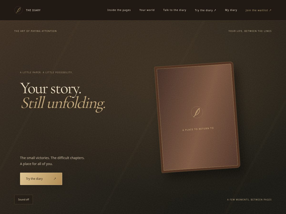 Landing-page snapshot of diaryofmemories.app