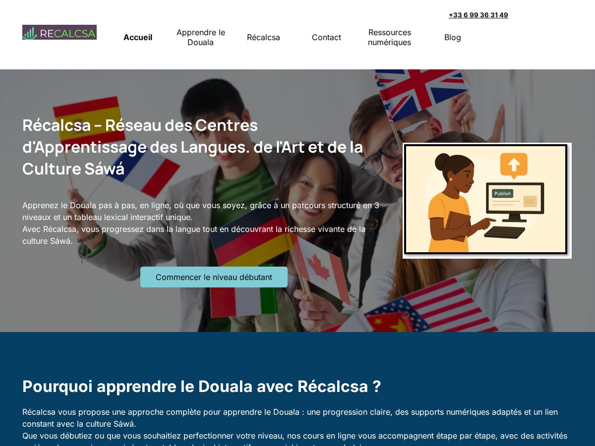 Landing-page snapshot of dictionnaireduala.com