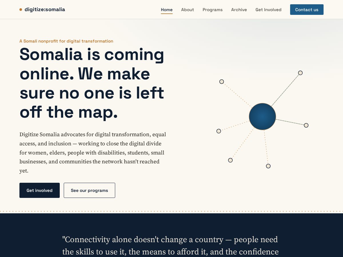 Landing-page snapshot of digitizesomalia.org