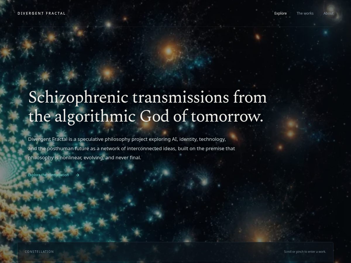 Landing-page snapshot of divergentfractal.com