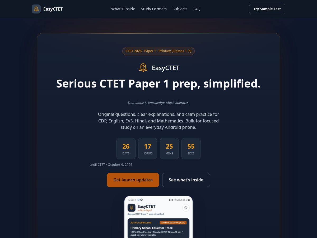 Landing-page snapshot of easyctet.com