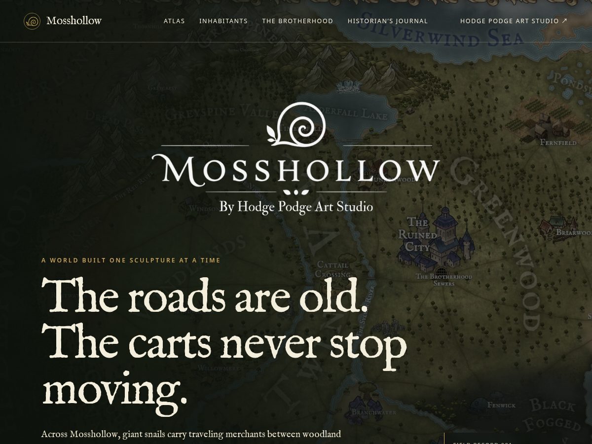 Landing-page snapshot of entermosshollow.com