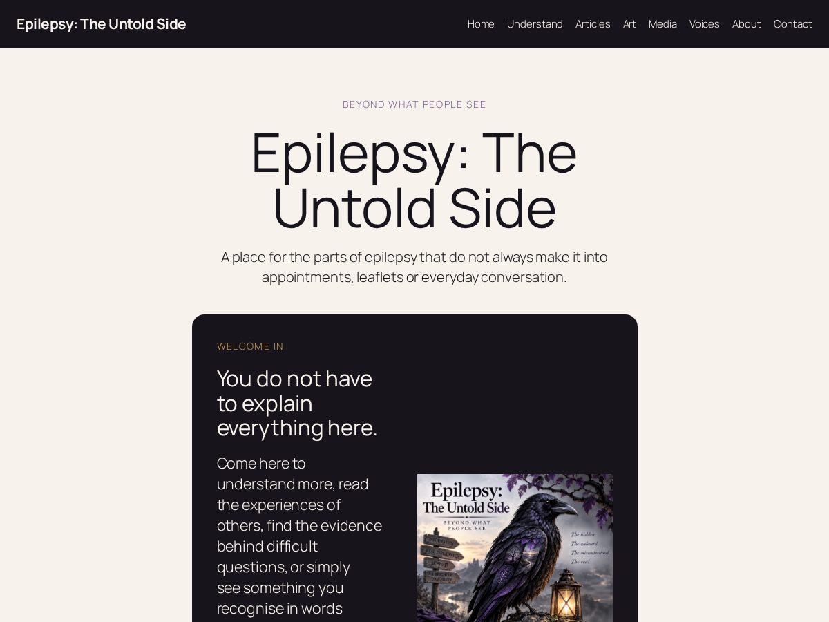 Landing-page snapshot of epilepsytheuntoldside.com
