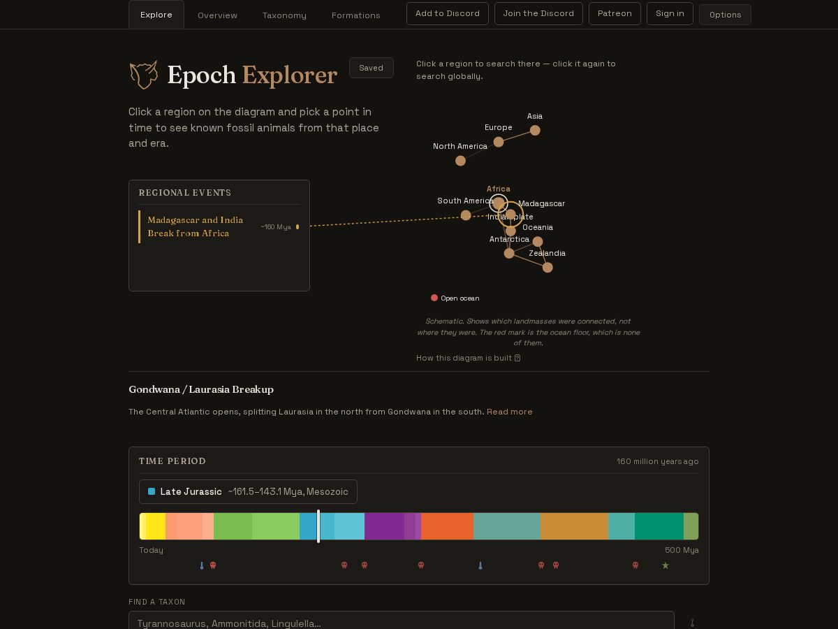 Landing-page snapshot of epochexplorer.earth