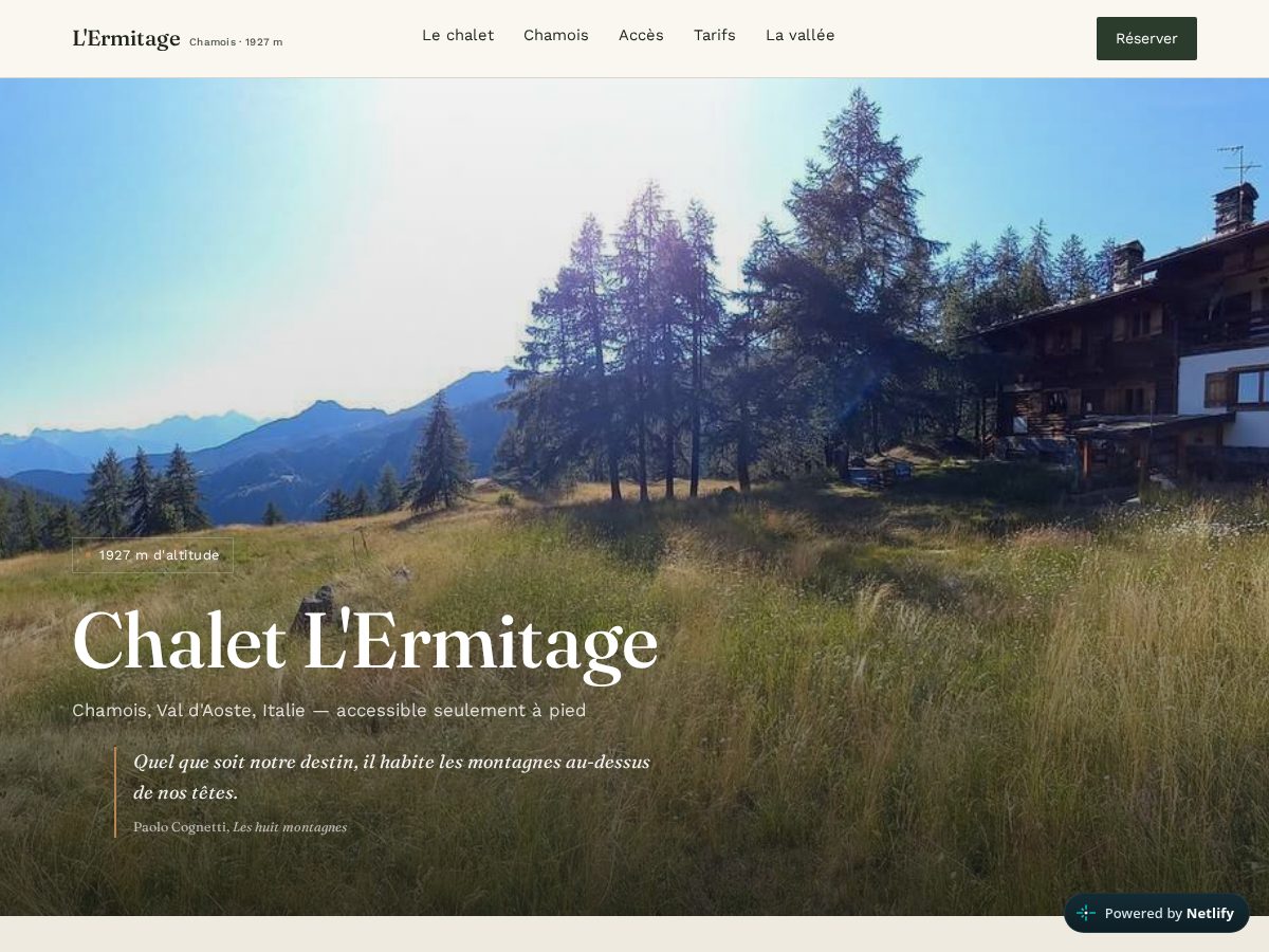 Landing-page snapshot of ermitage-chamois.com