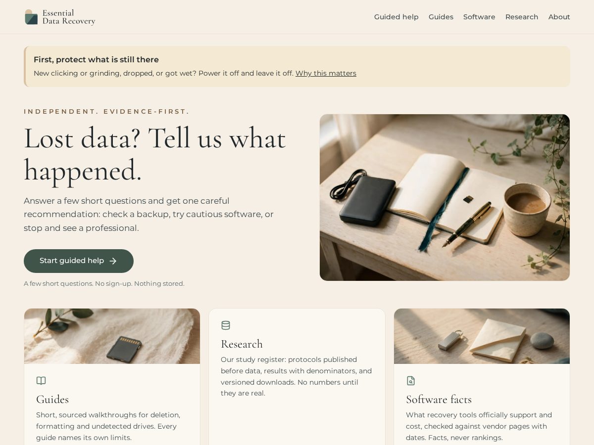 Landing-page snapshot of essentialdatarecovery.com
