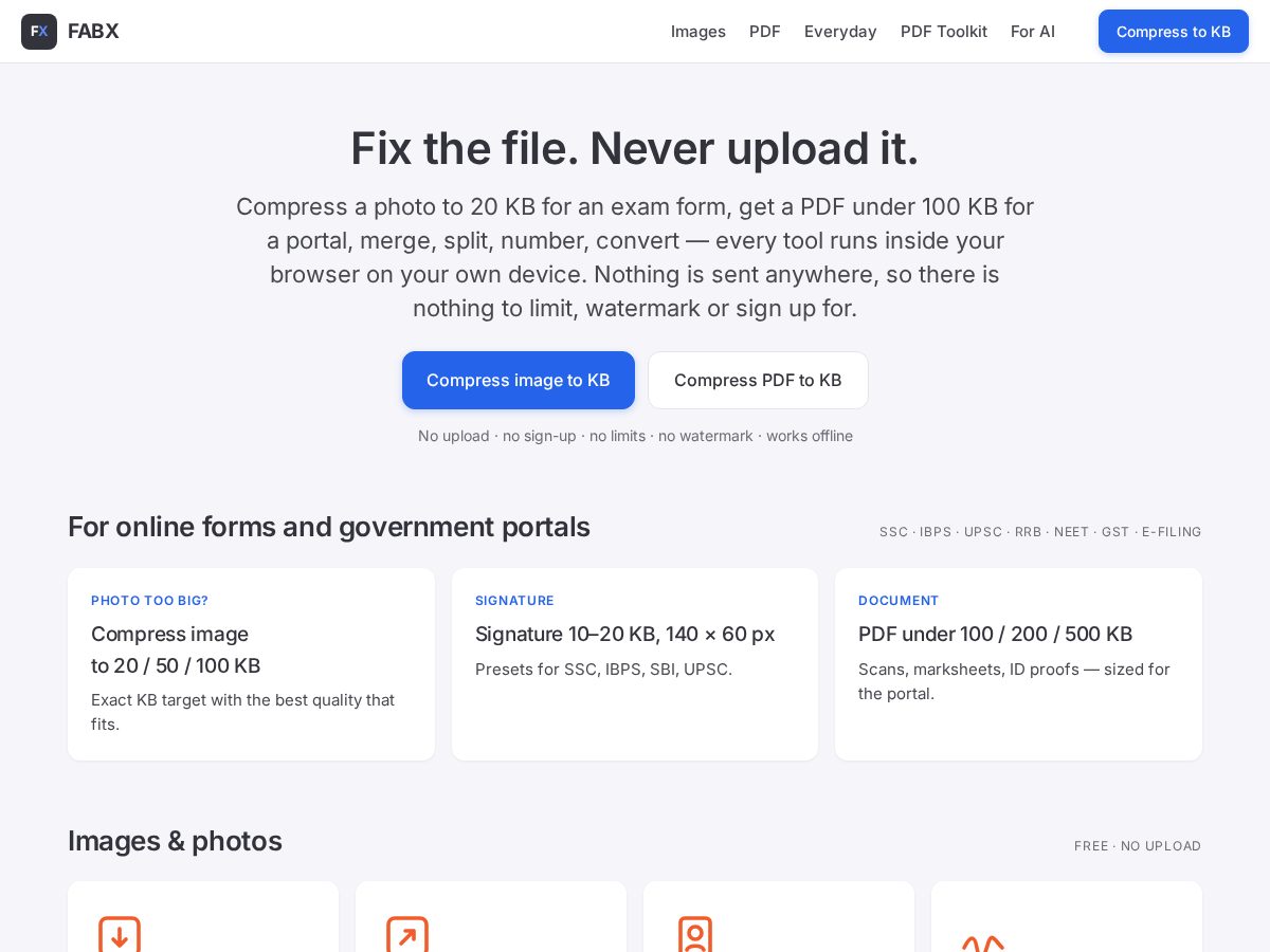 Landing-page snapshot of fabxlabs.com