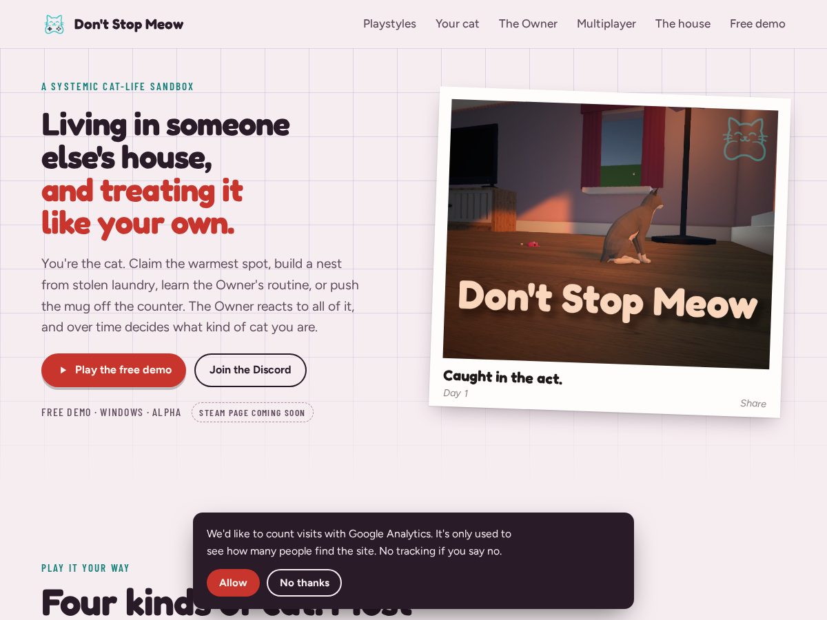 Landing-page snapshot of felinegoodvideogames.com