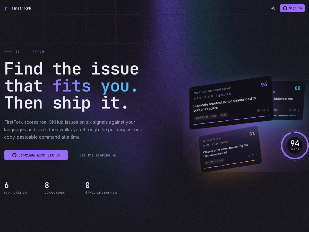 Landing-page snapshot of firstfork.space