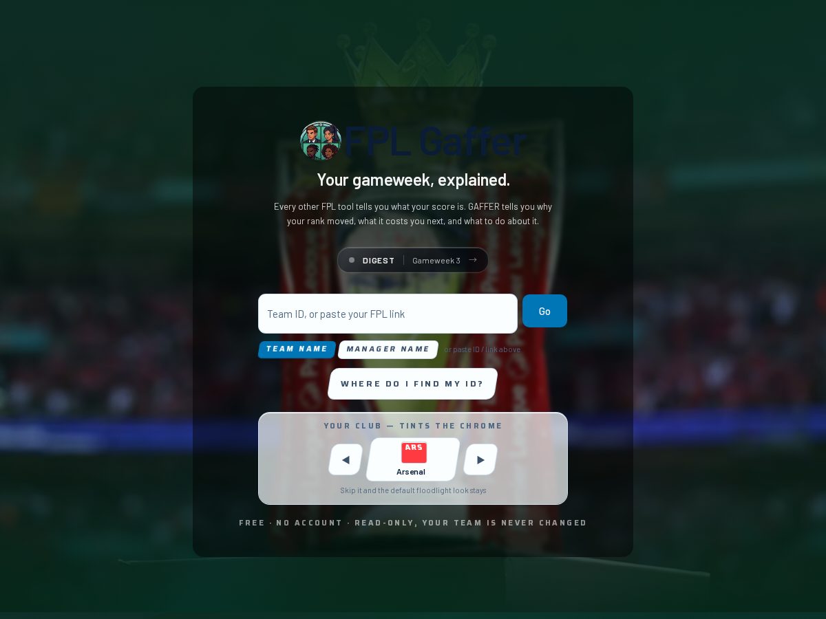Landing-page snapshot of fplgaffers.com