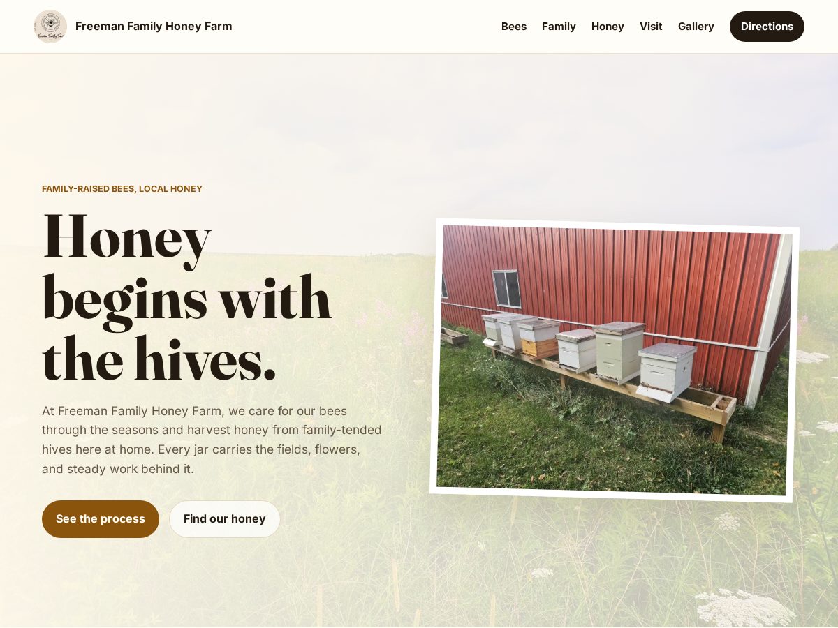 Landing-page snapshot of freemanhoneyfarm.com