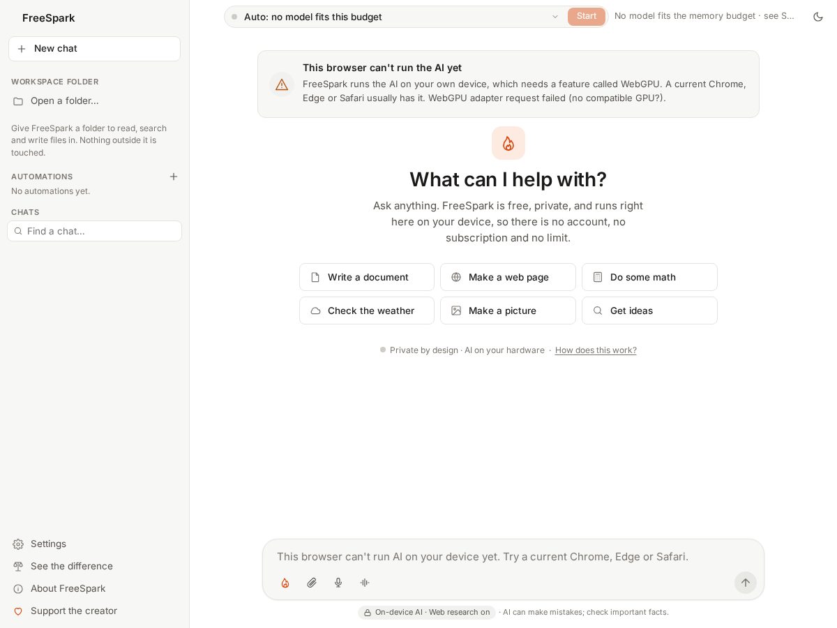 Landing-page snapshot of freespark.app
