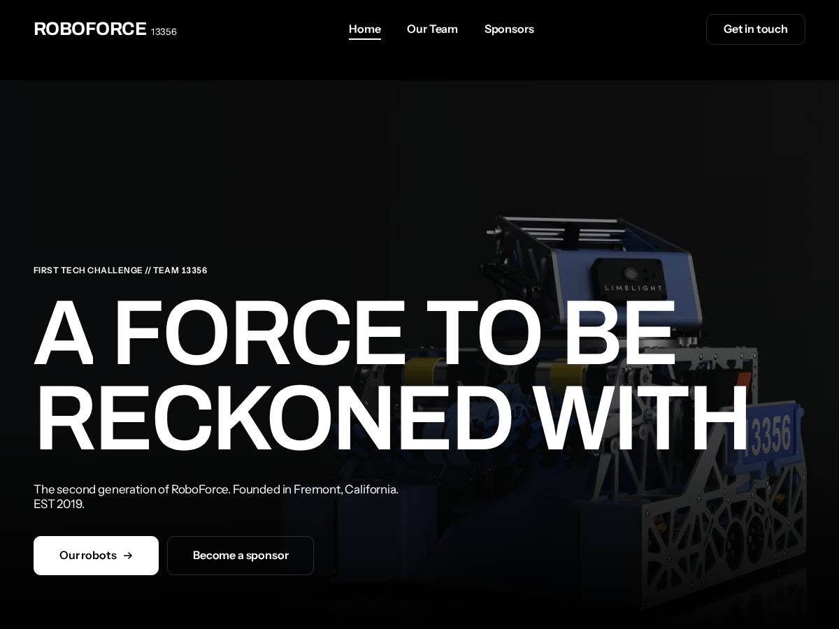 Landing-page snapshot of ftcroboforce.org