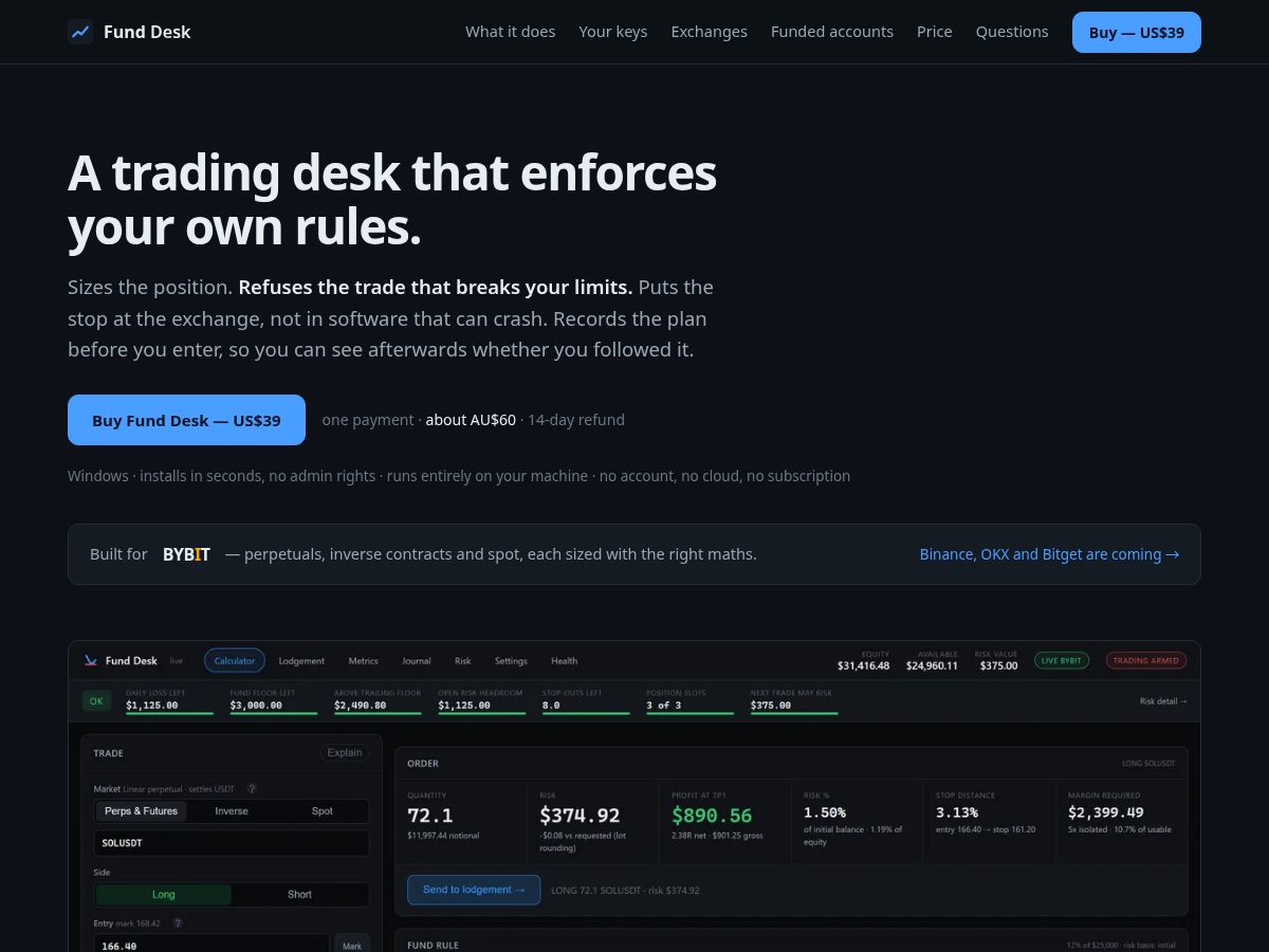 Landing-page snapshot of funddesk.app