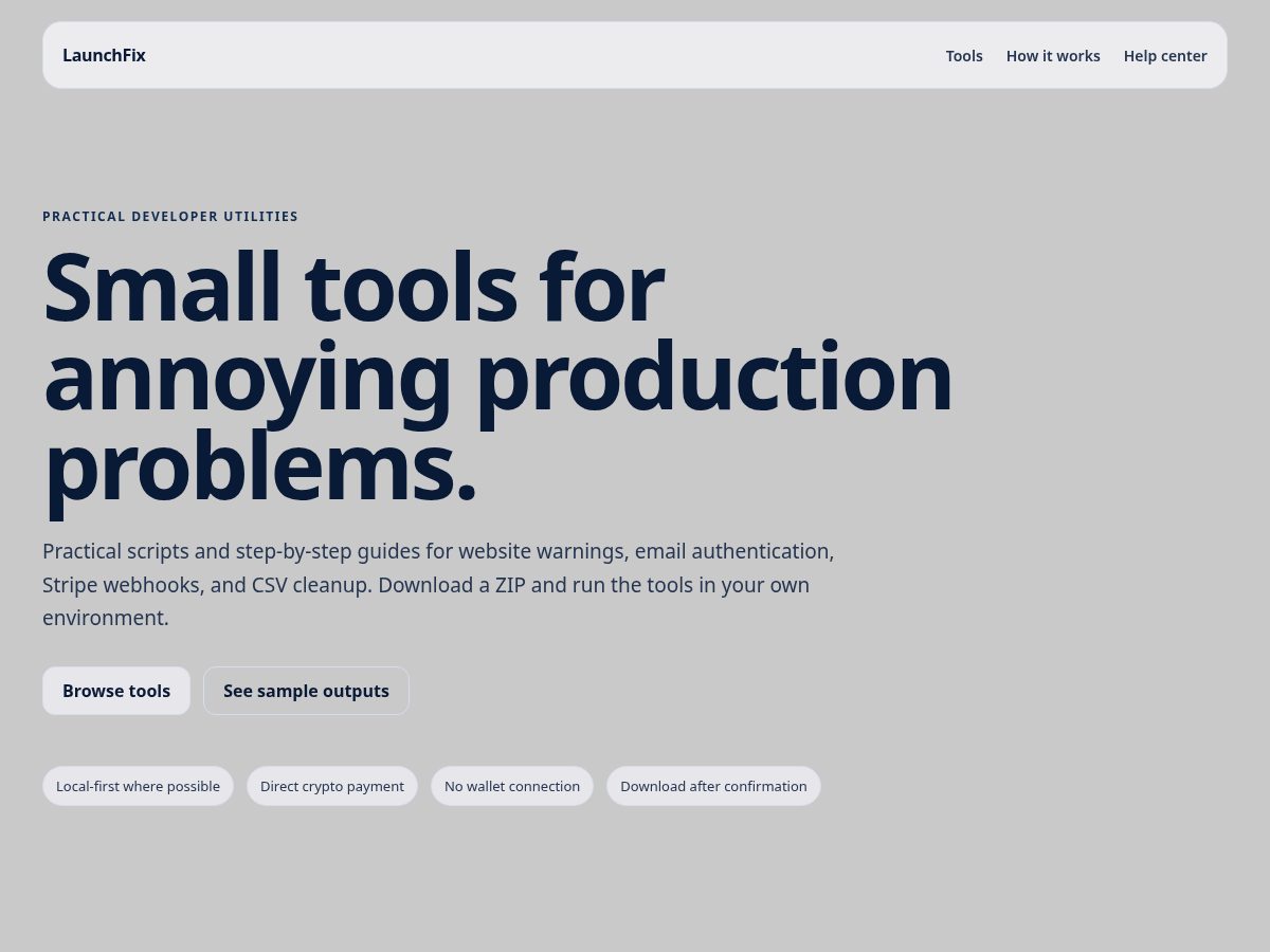 Landing-page snapshot of getlaunchfix.com