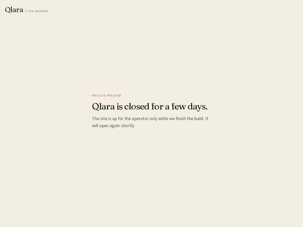 Landing-page snapshot of getqlara.com