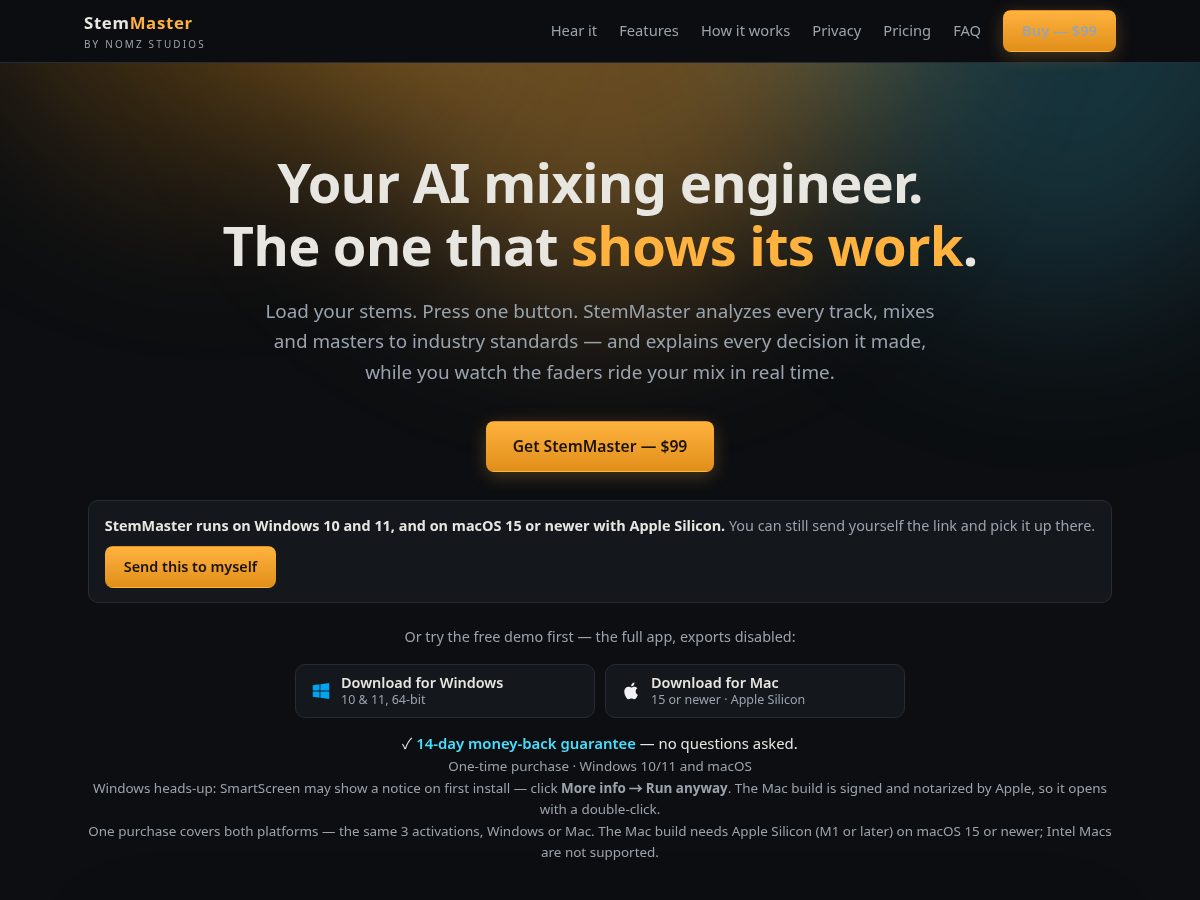 Landing-page snapshot of getstemmaster.com